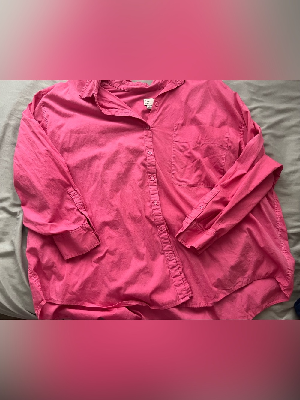 Plus size a new day pink fuchsia cotton button up shirt 2x 3x